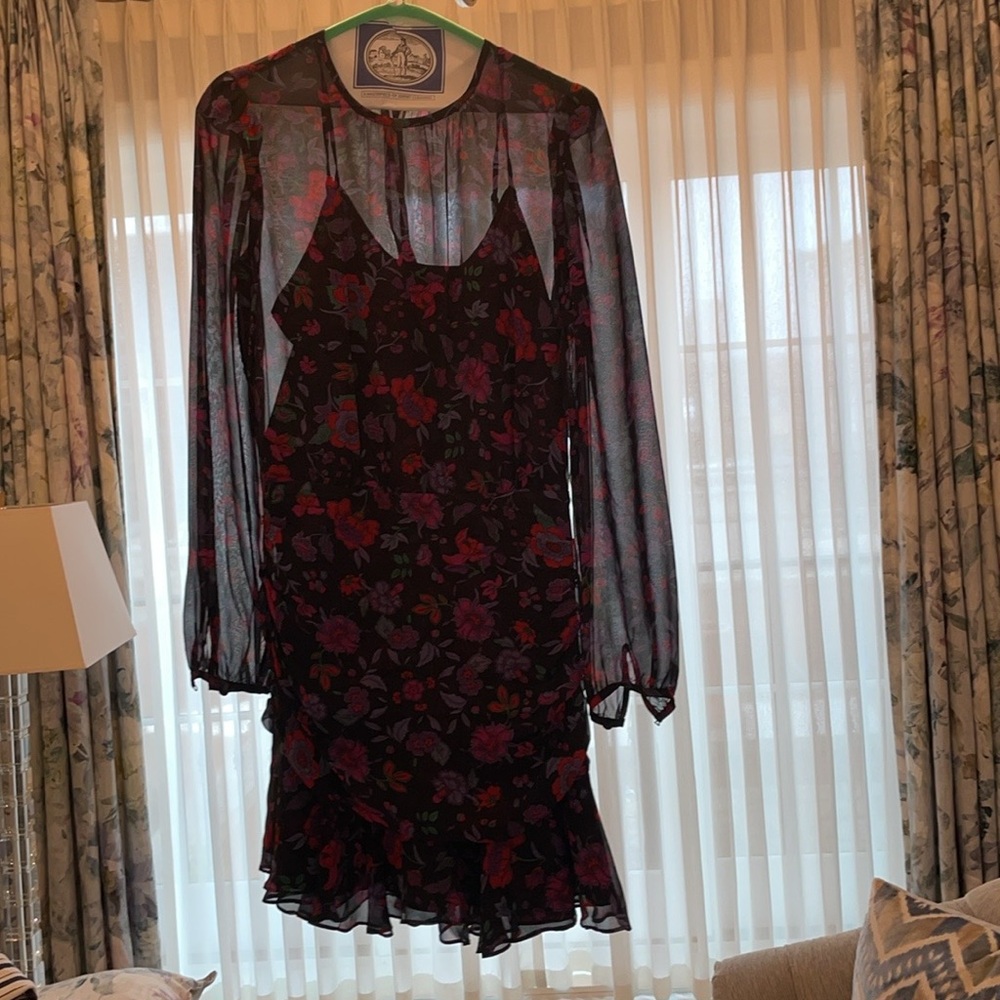 Veronica Beard size 2 flower dress with matching flower camisole underneath.